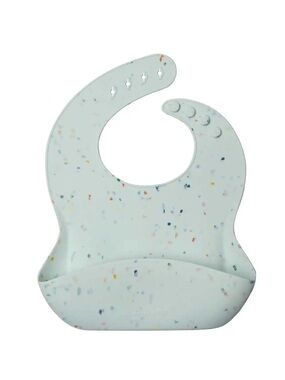 Loulou Lollipop Silicone Baby Bib with Catch-All Pocket - Mint Confetti